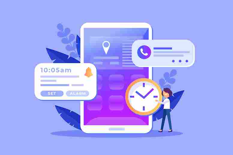 Mobile phone with clock and alarm interface