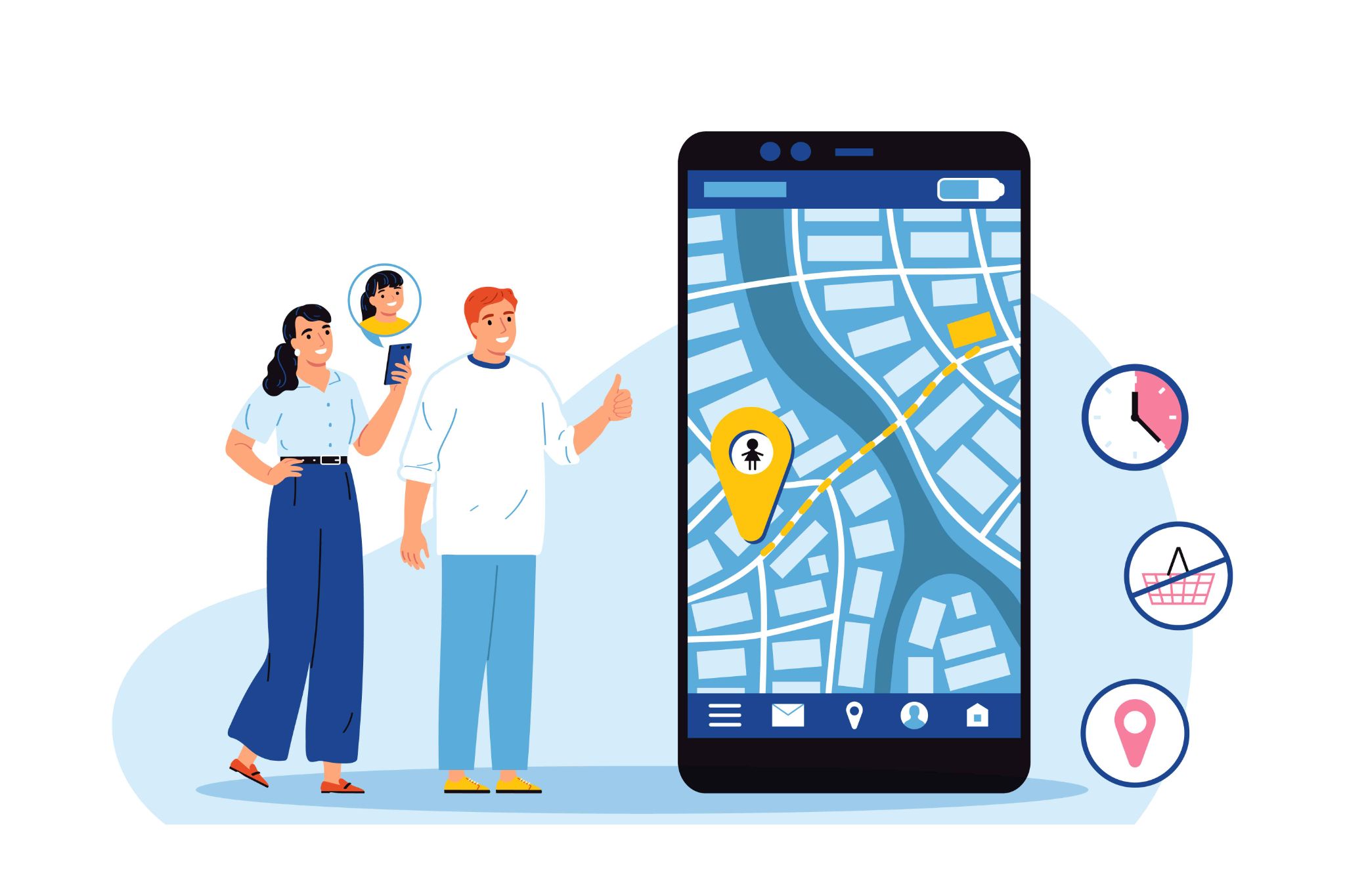 Geofencing employee tracking mobile map conclusion illustration