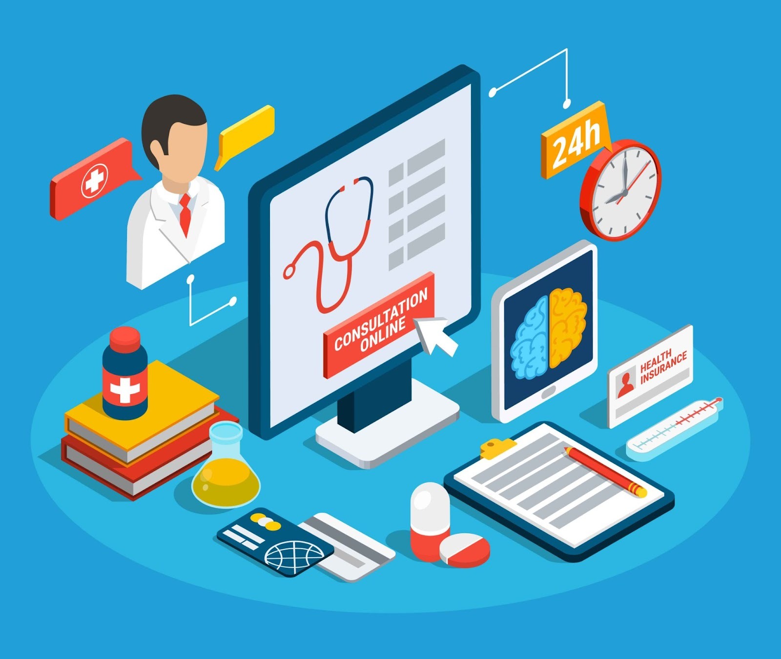 Illustration of digital healthcare technology and secure data