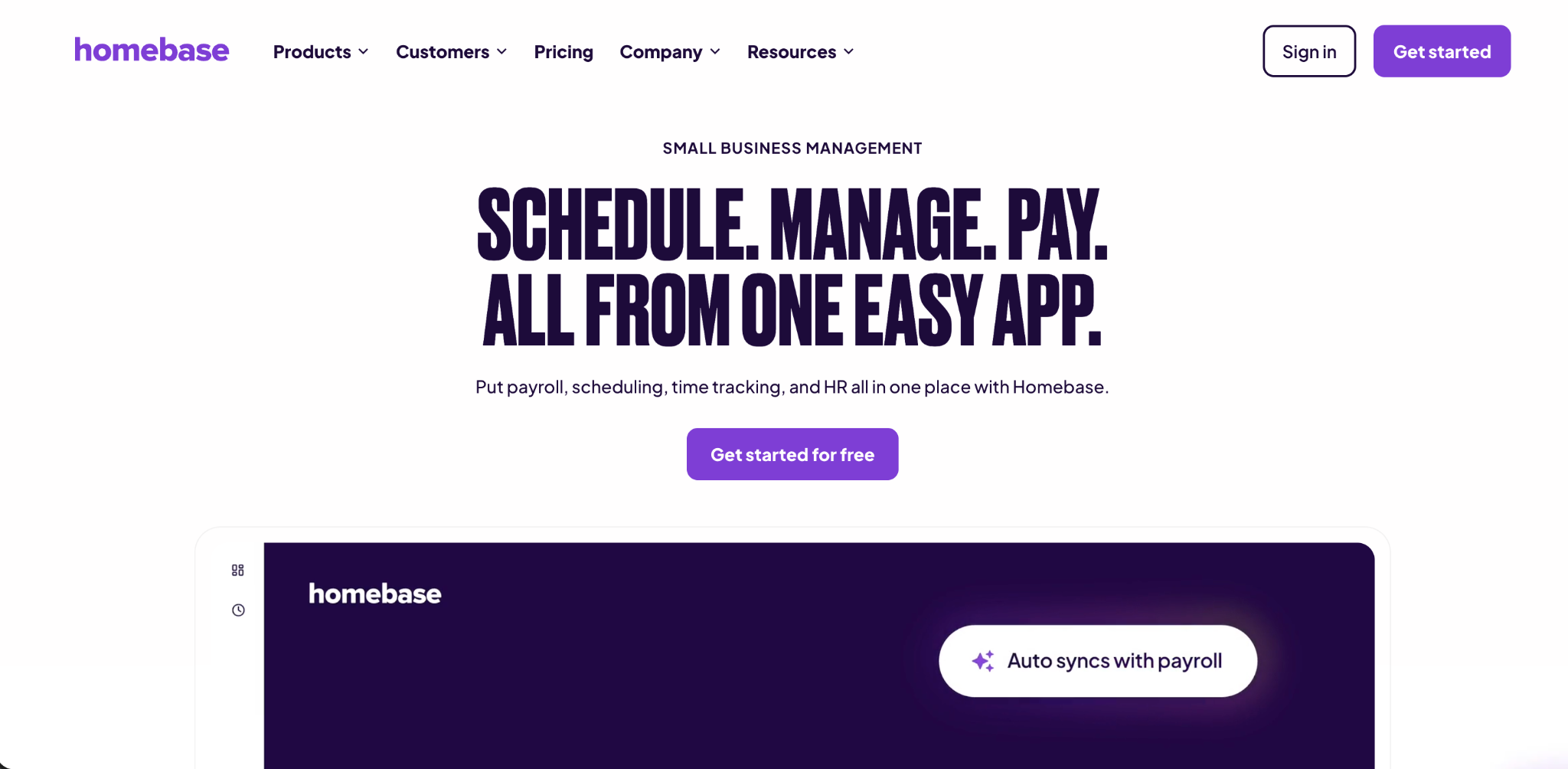 Homebase platform screenshot