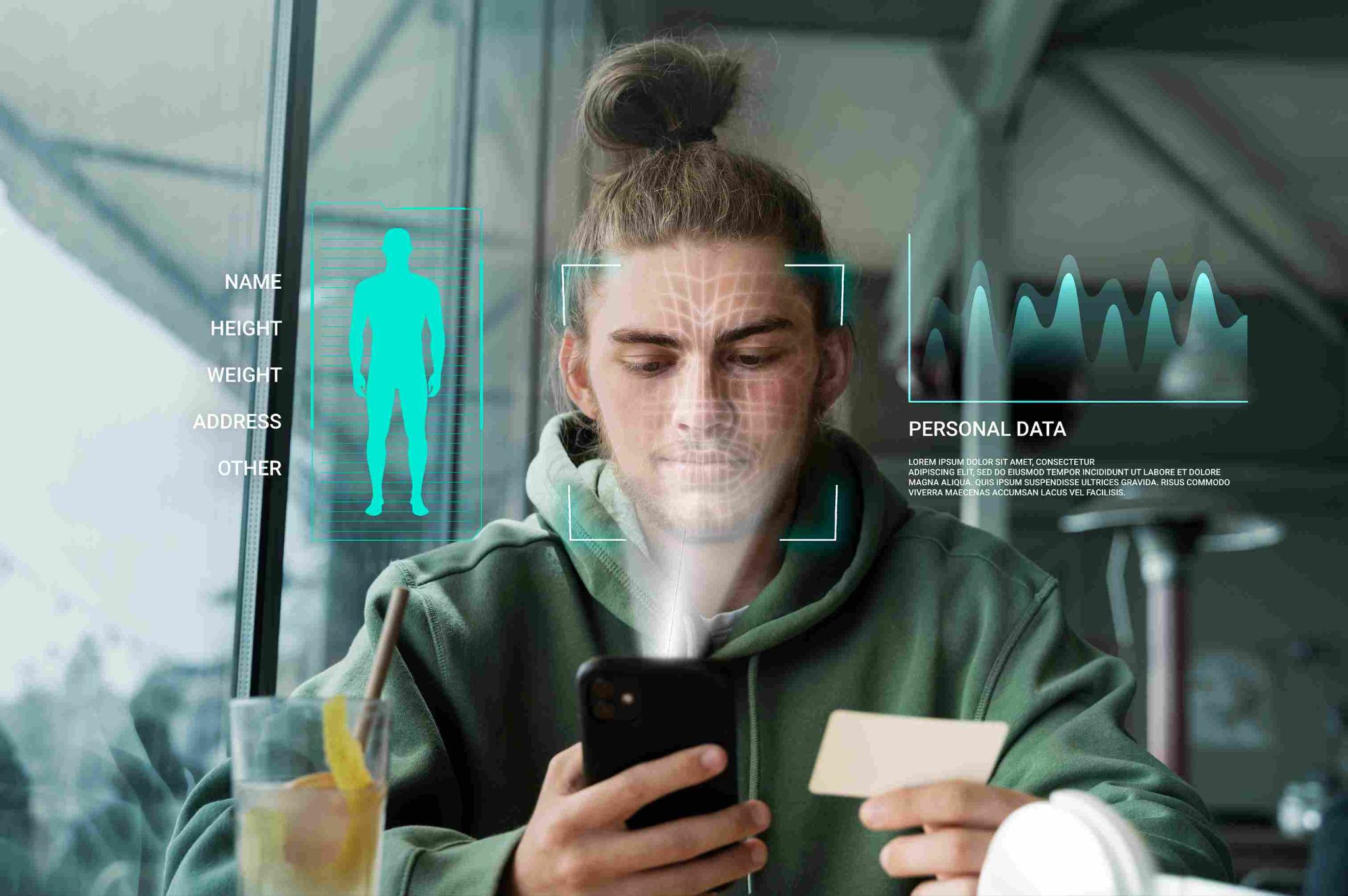 Employee using facial recognition time clock software on a smartphone