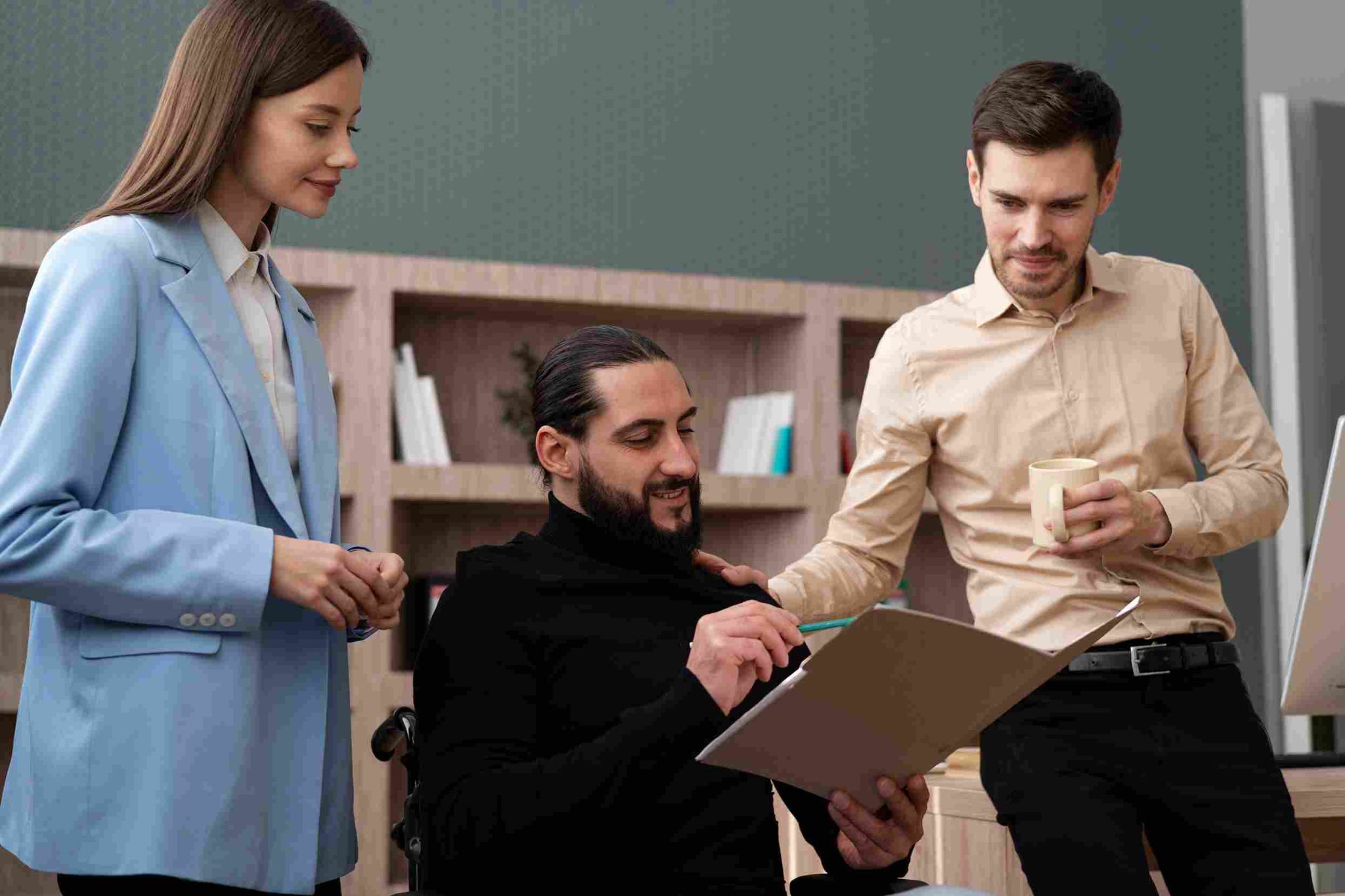 Professionals reviewing data on a tablet