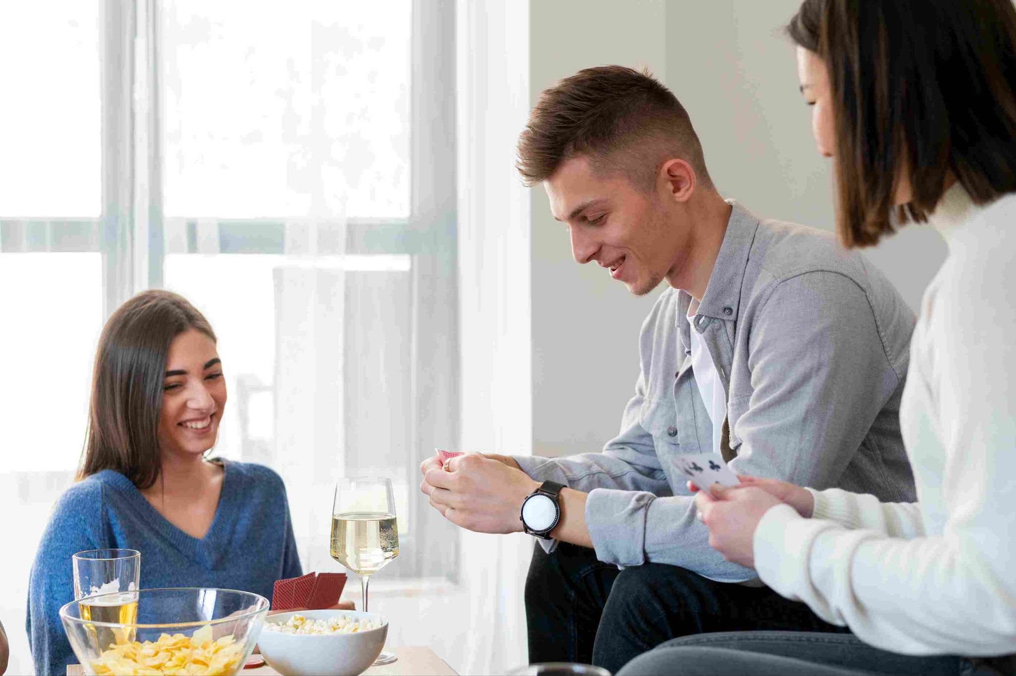 Employees sharing a meal and discussing work
