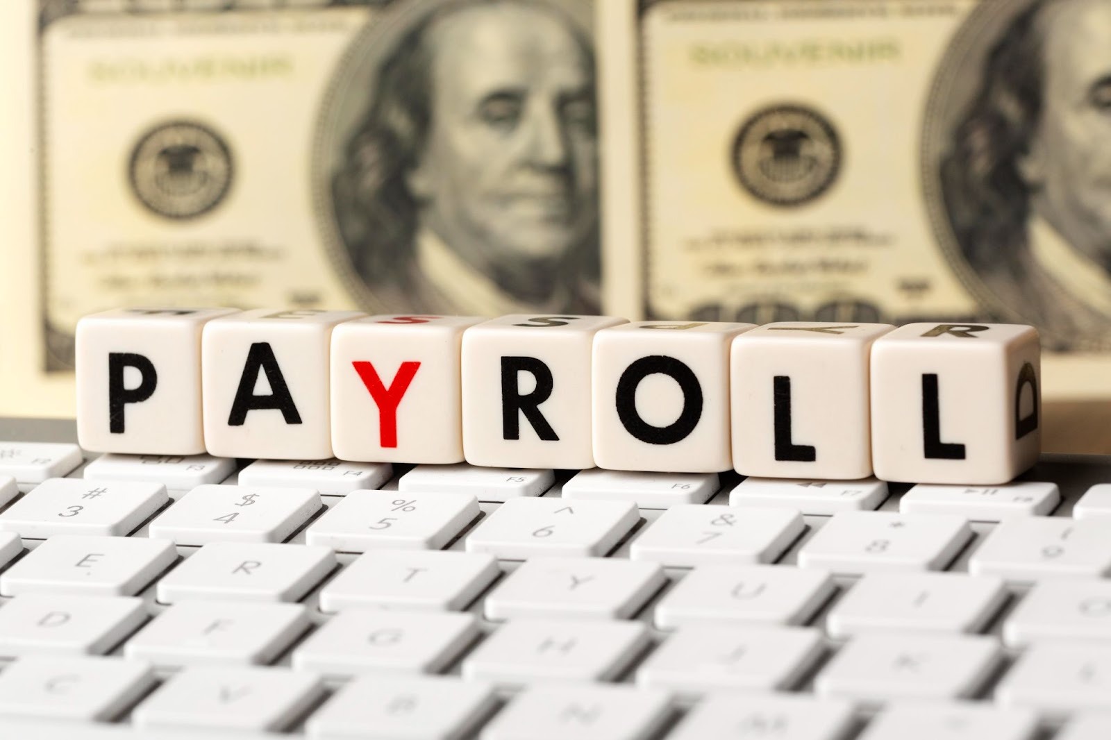 PAYROLL blocks on a keyboard