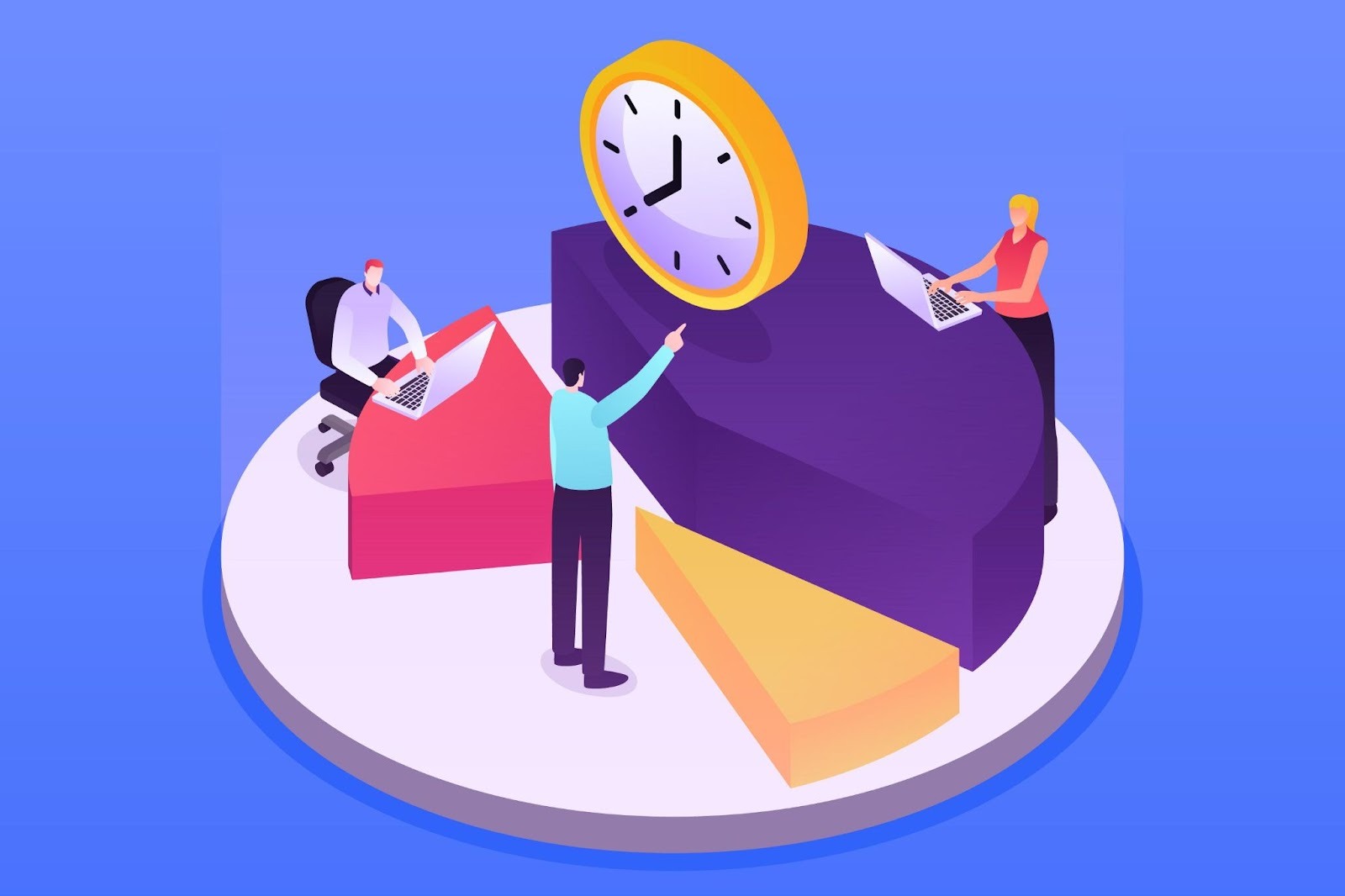 People analyzing time clock performance