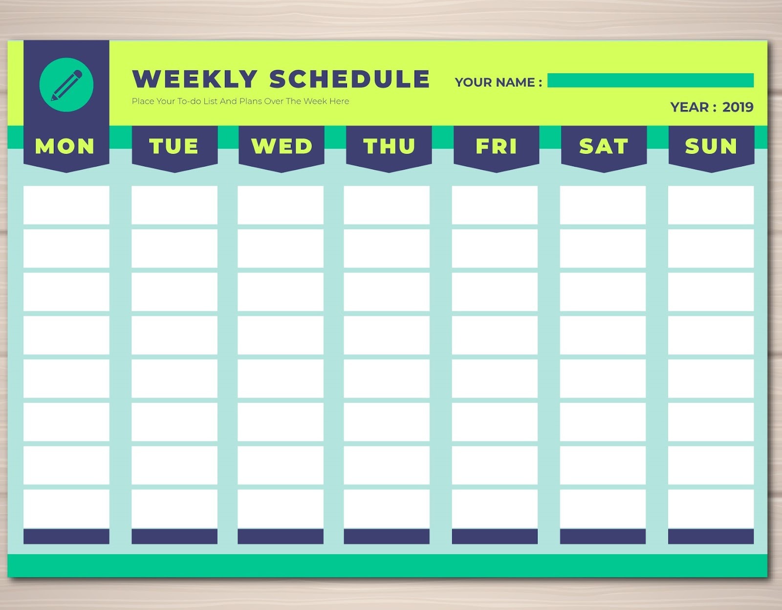 Weekly schedule template graphic
