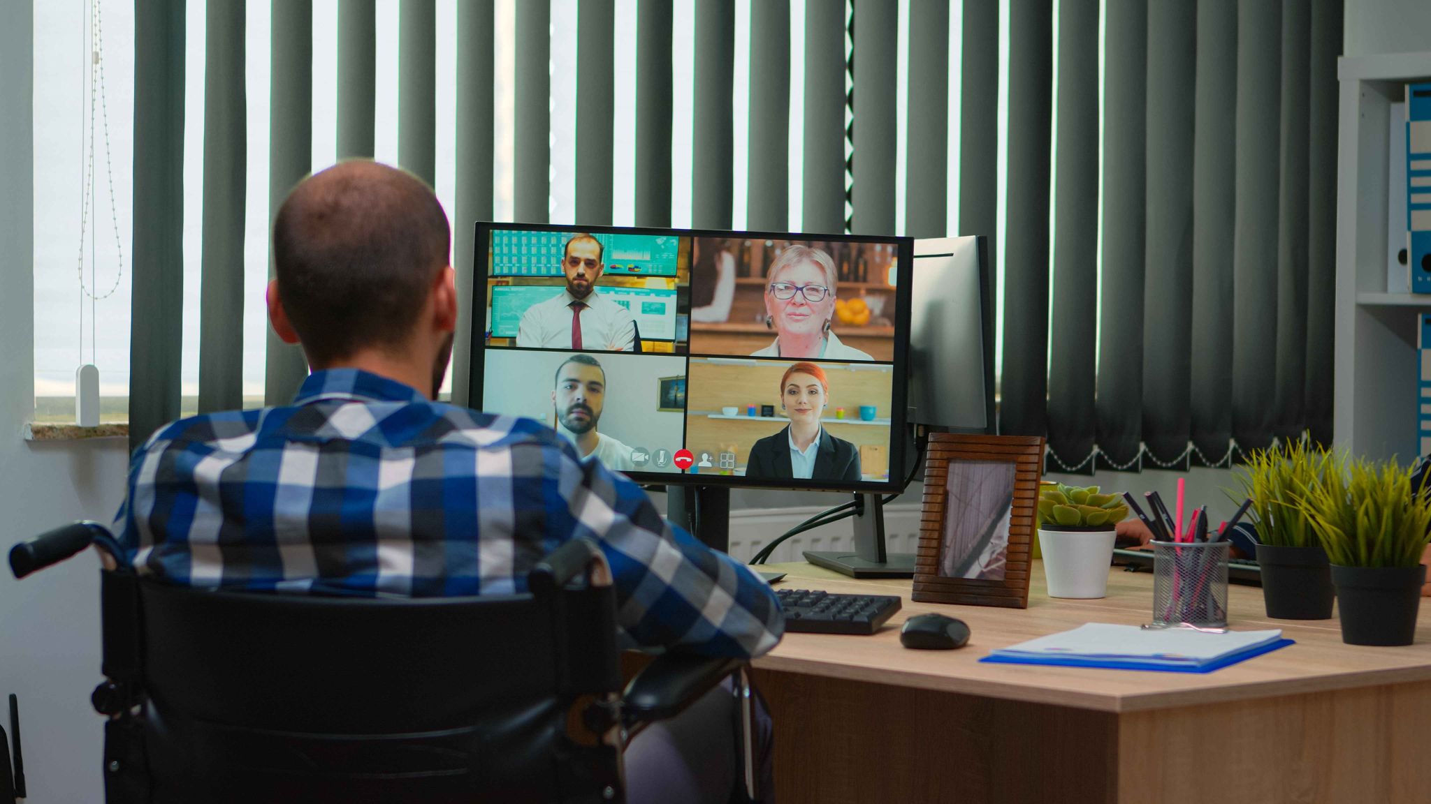 Video conference with remote team