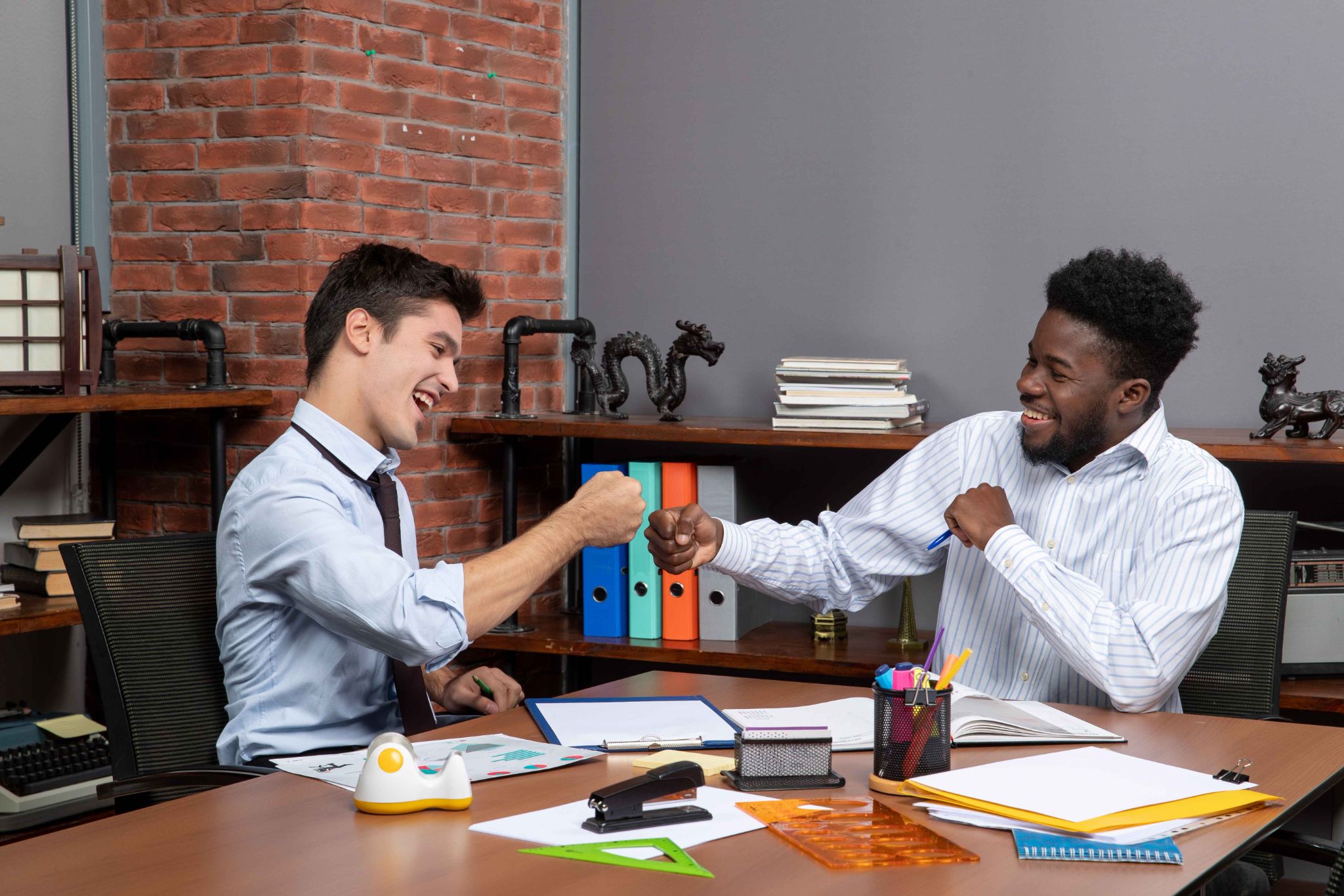Coworkers sharing clock-in information