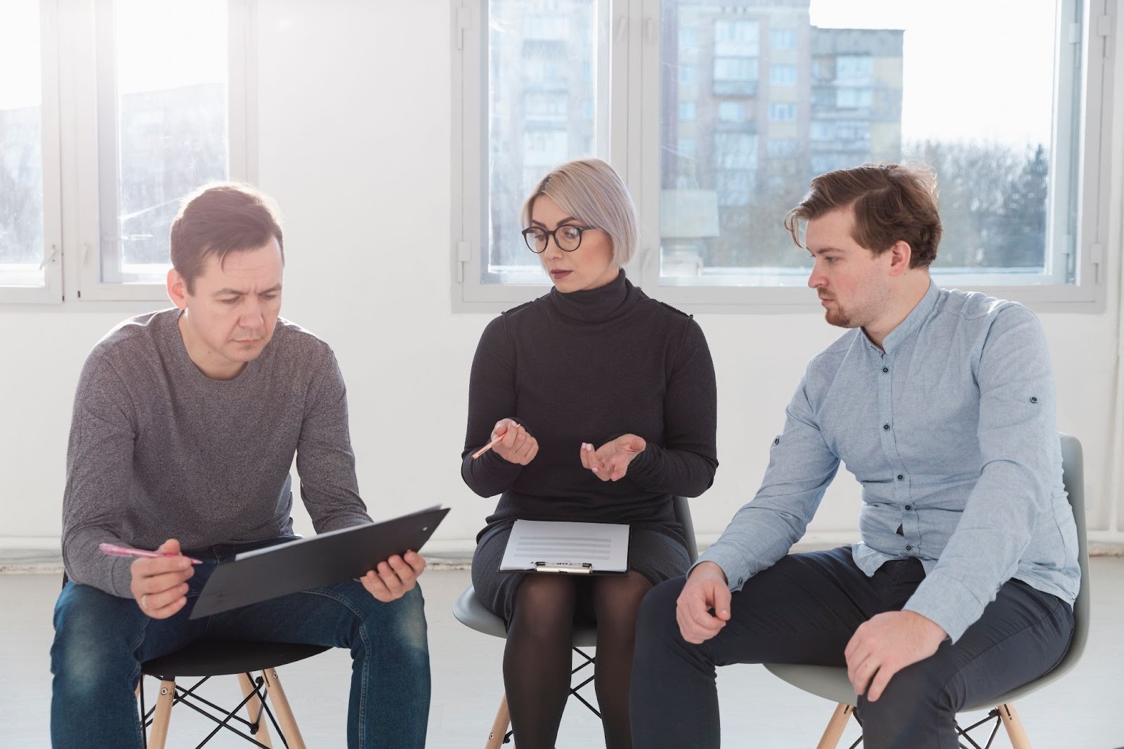 Team members discussing