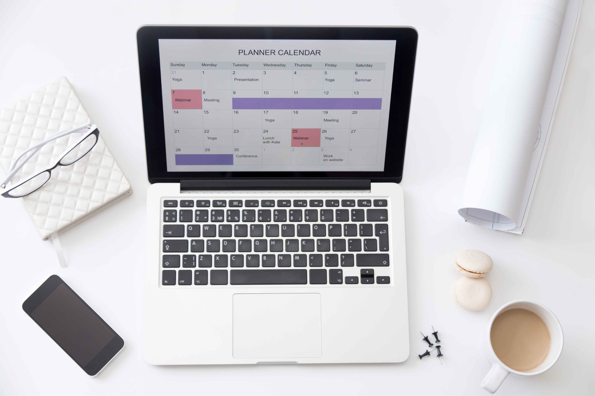 Planner Calendar on Laptop