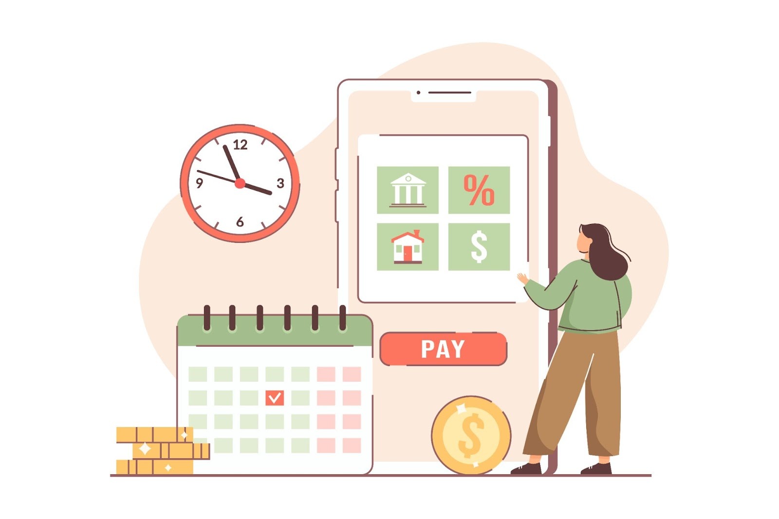 Mobile payroll tracking illustration