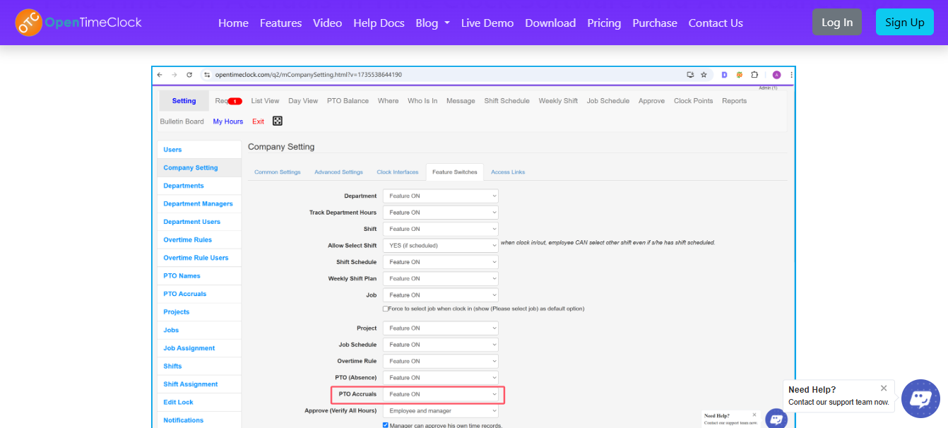 PTO Tracking Software Interface
