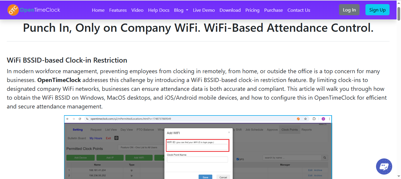 WiFi BSSID-based Clock-in Restriction Setup