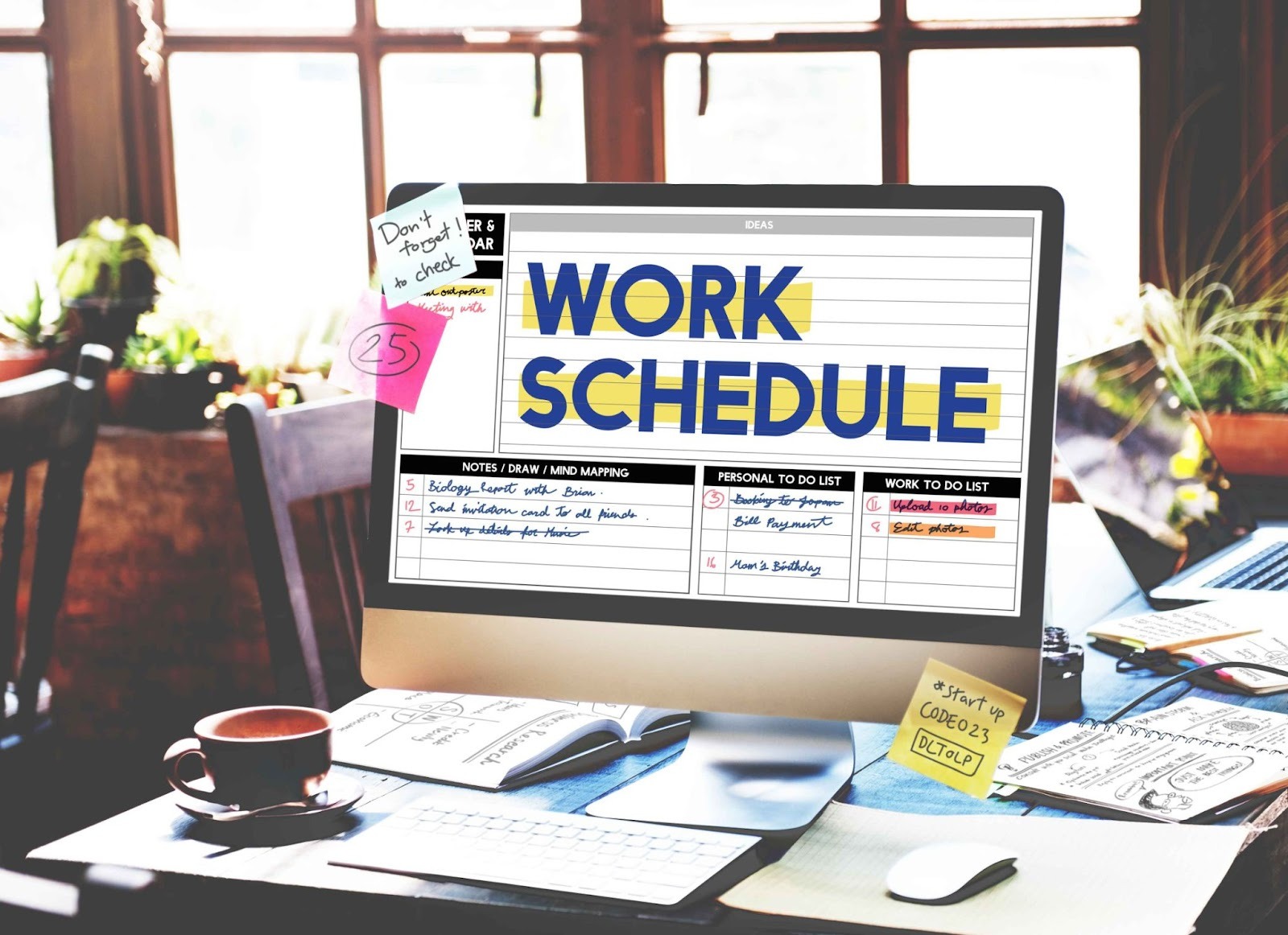 Work Schedule on Computer Screen