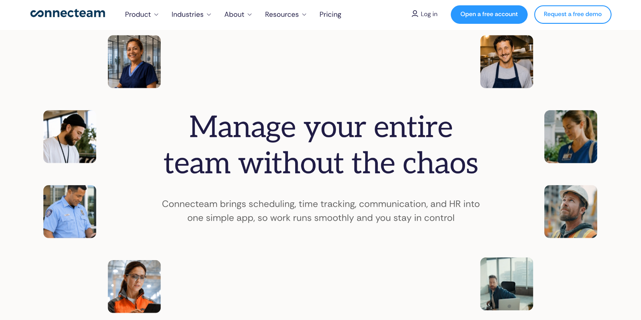 Connecteam interface showing team management features