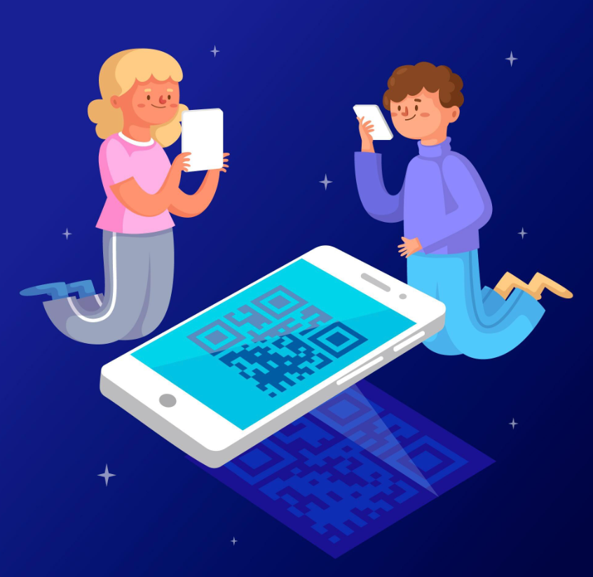 Employees Scanning QR Code