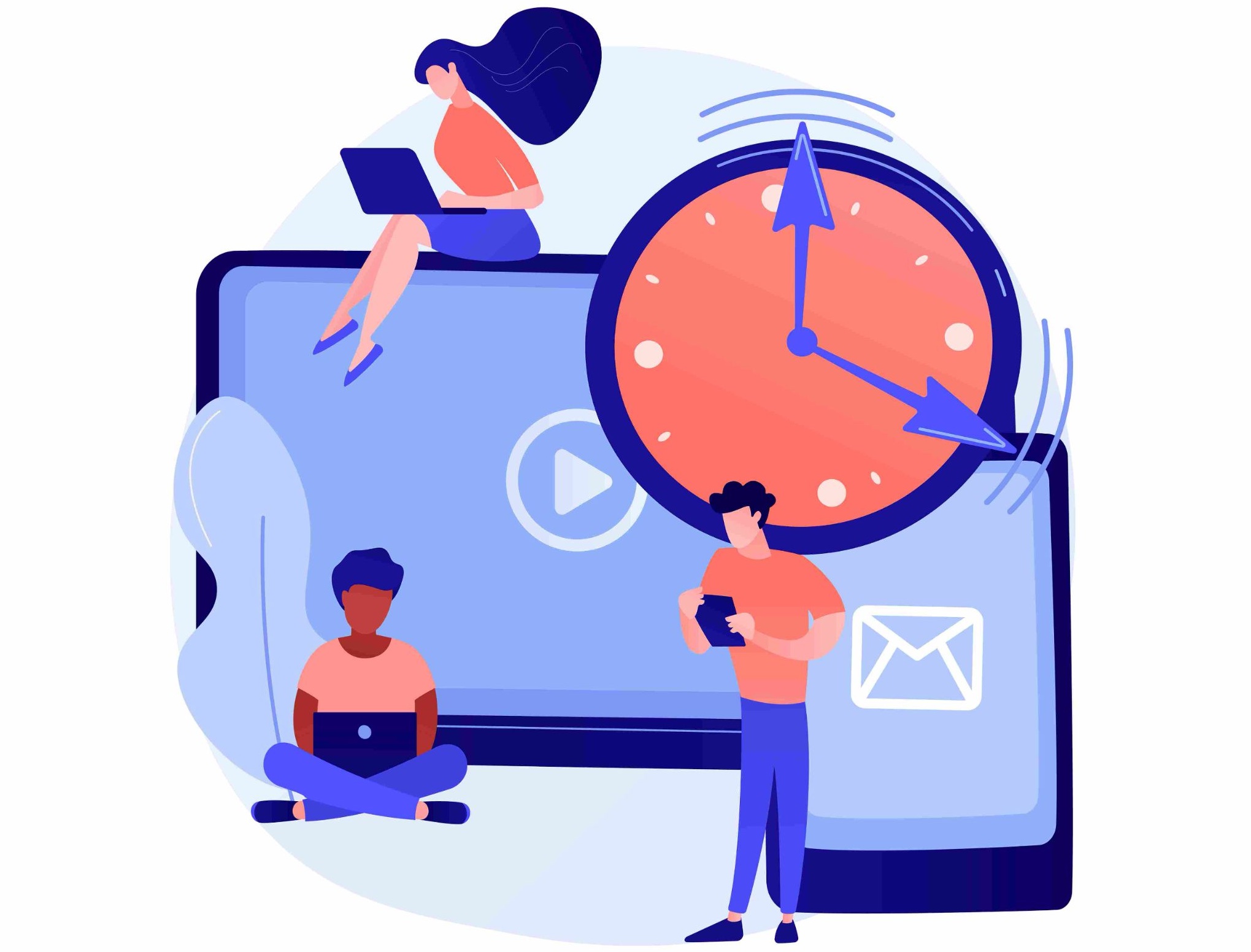 Illustration of personal device clock in and GPS tracking