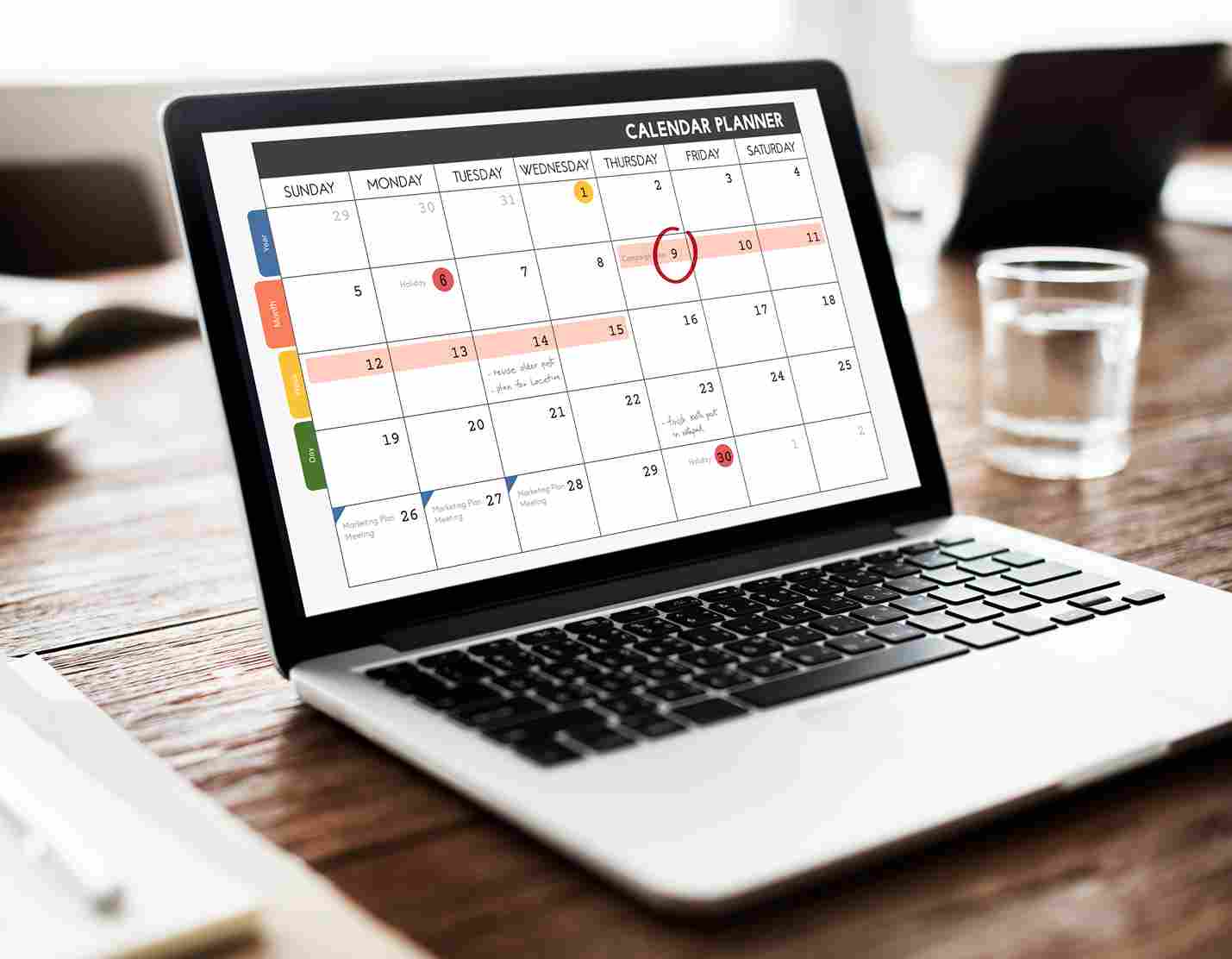 Calendar Planner on Laptop