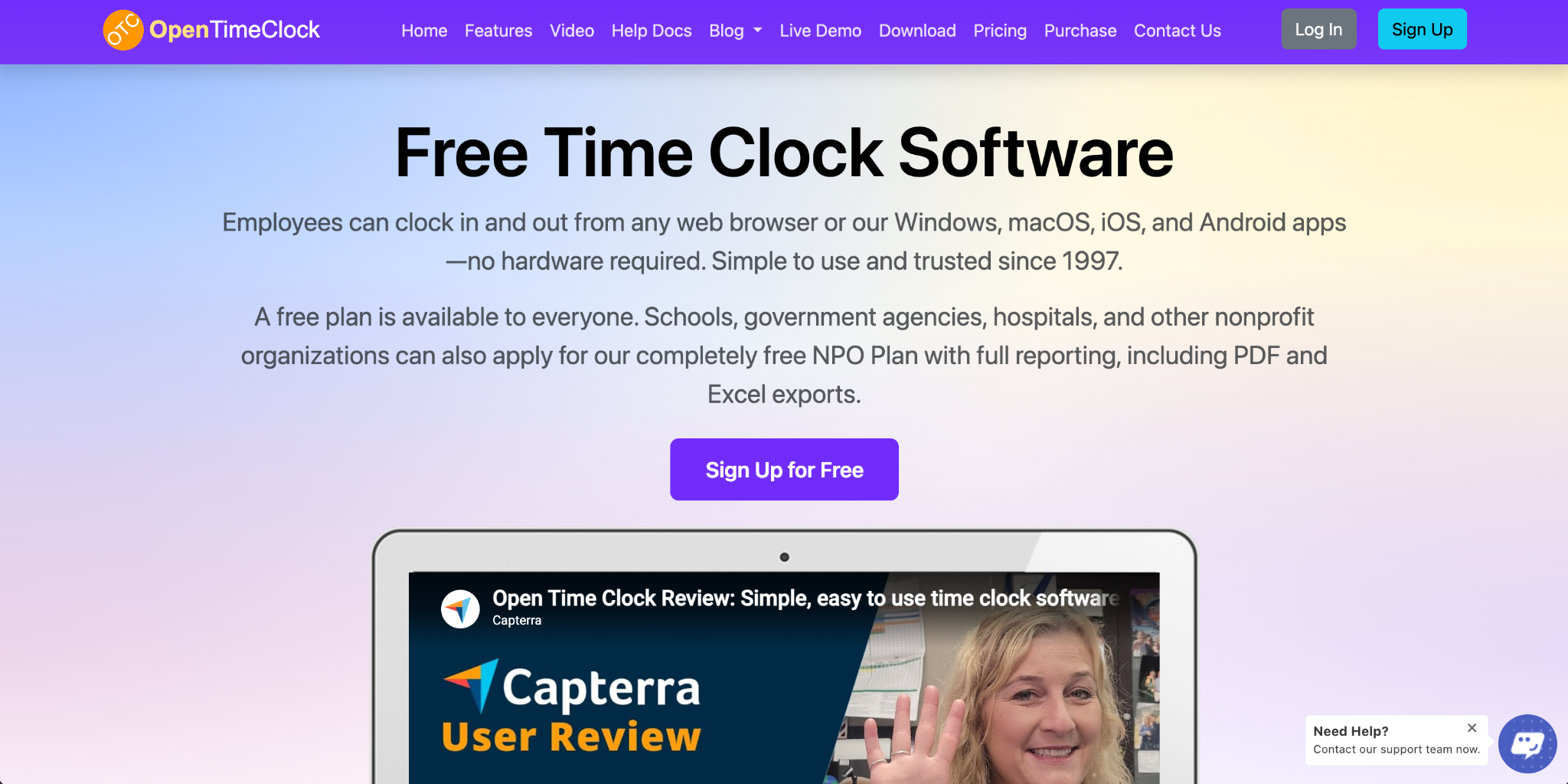 OpenTimeClock homepage