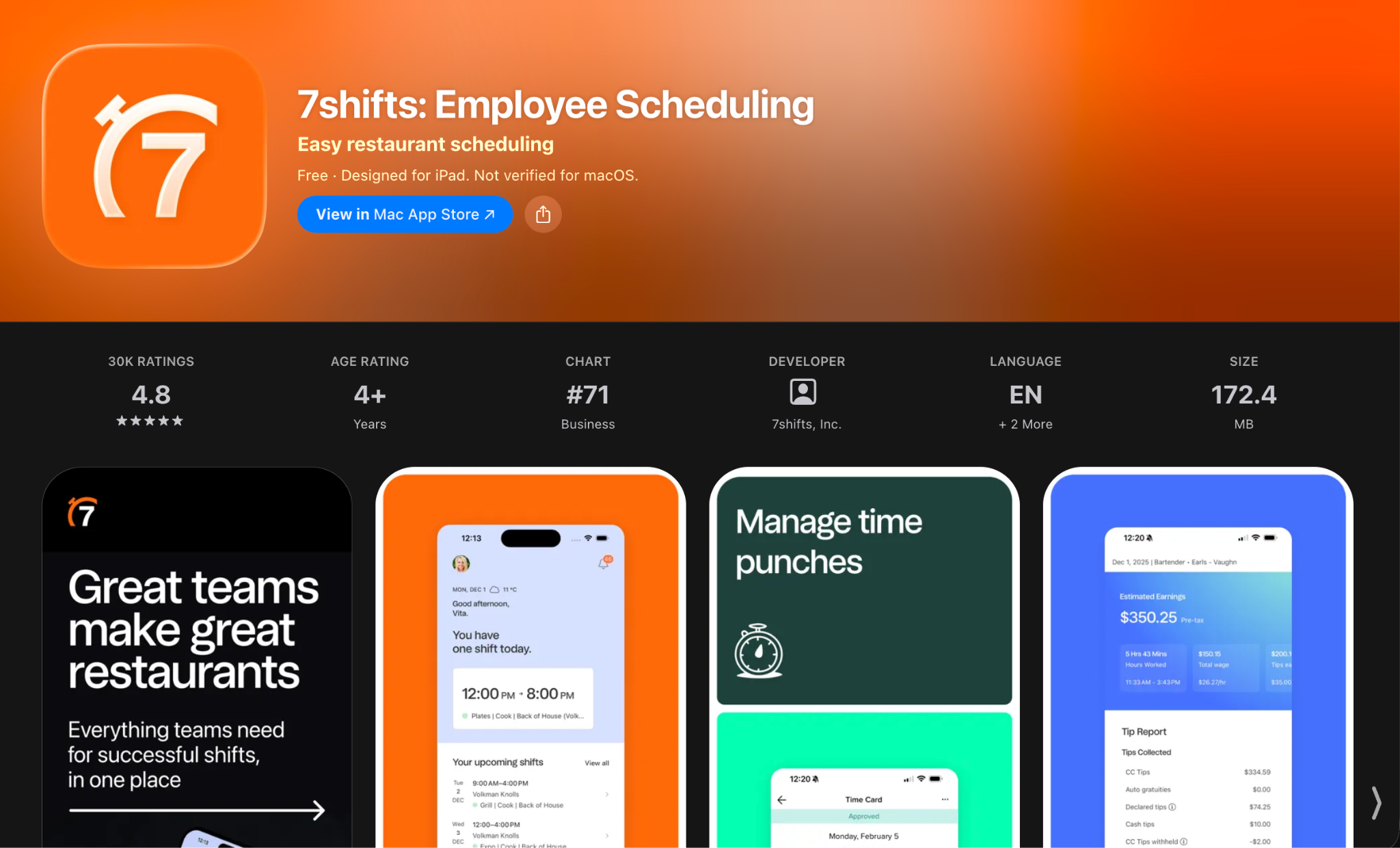 7shifts website screenshot