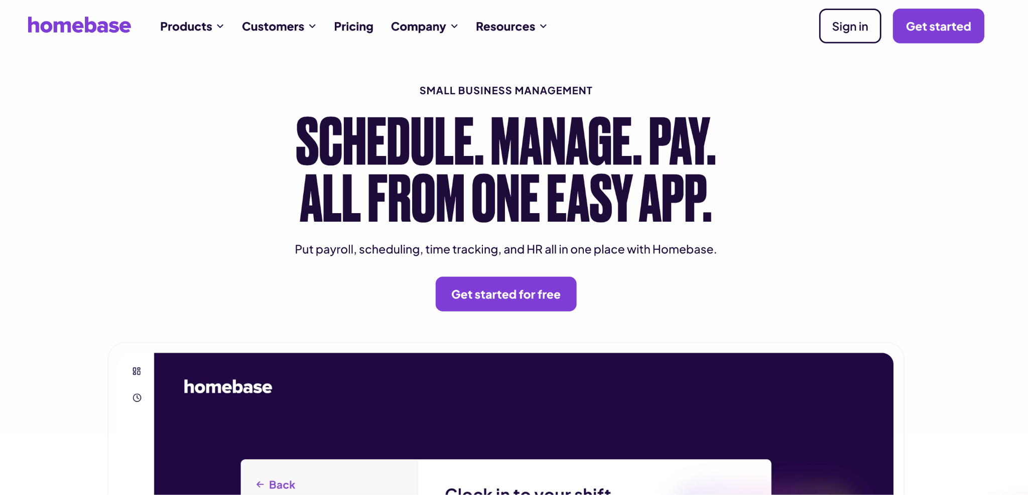 Homebase Homepage