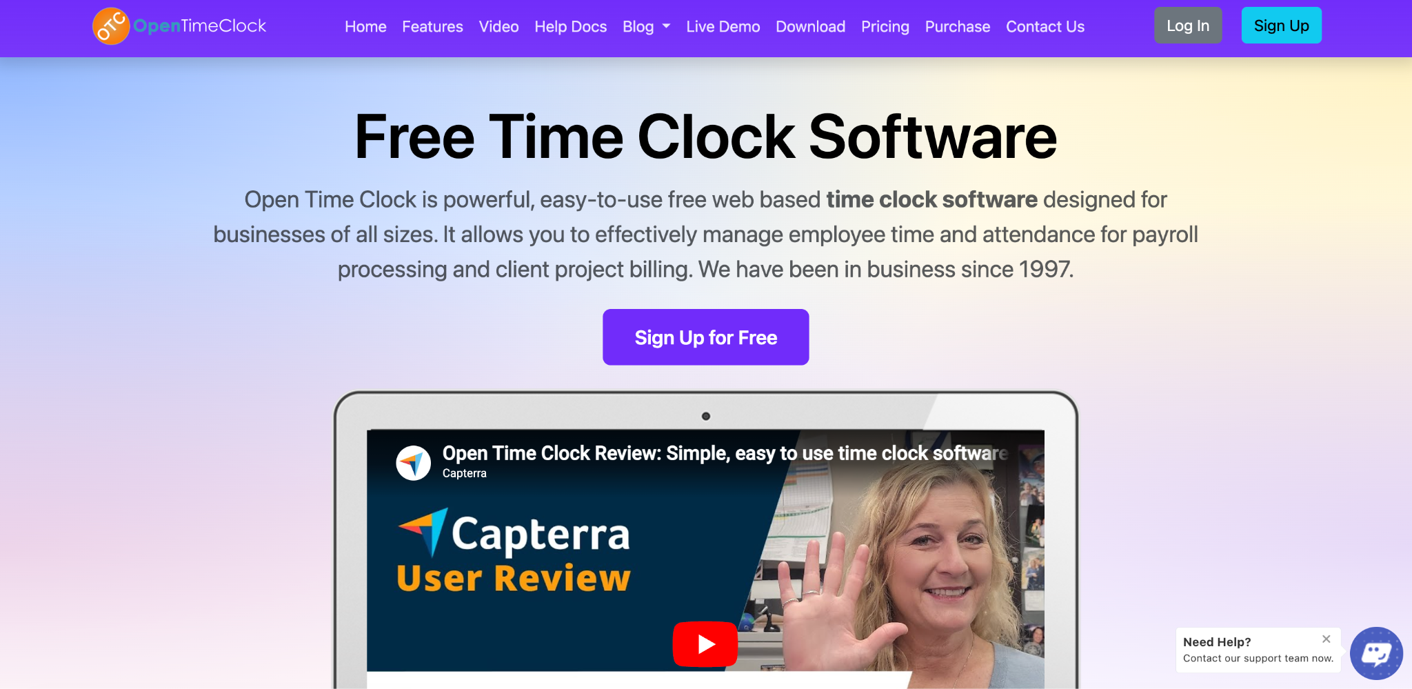 Open Time Clock Software Interface