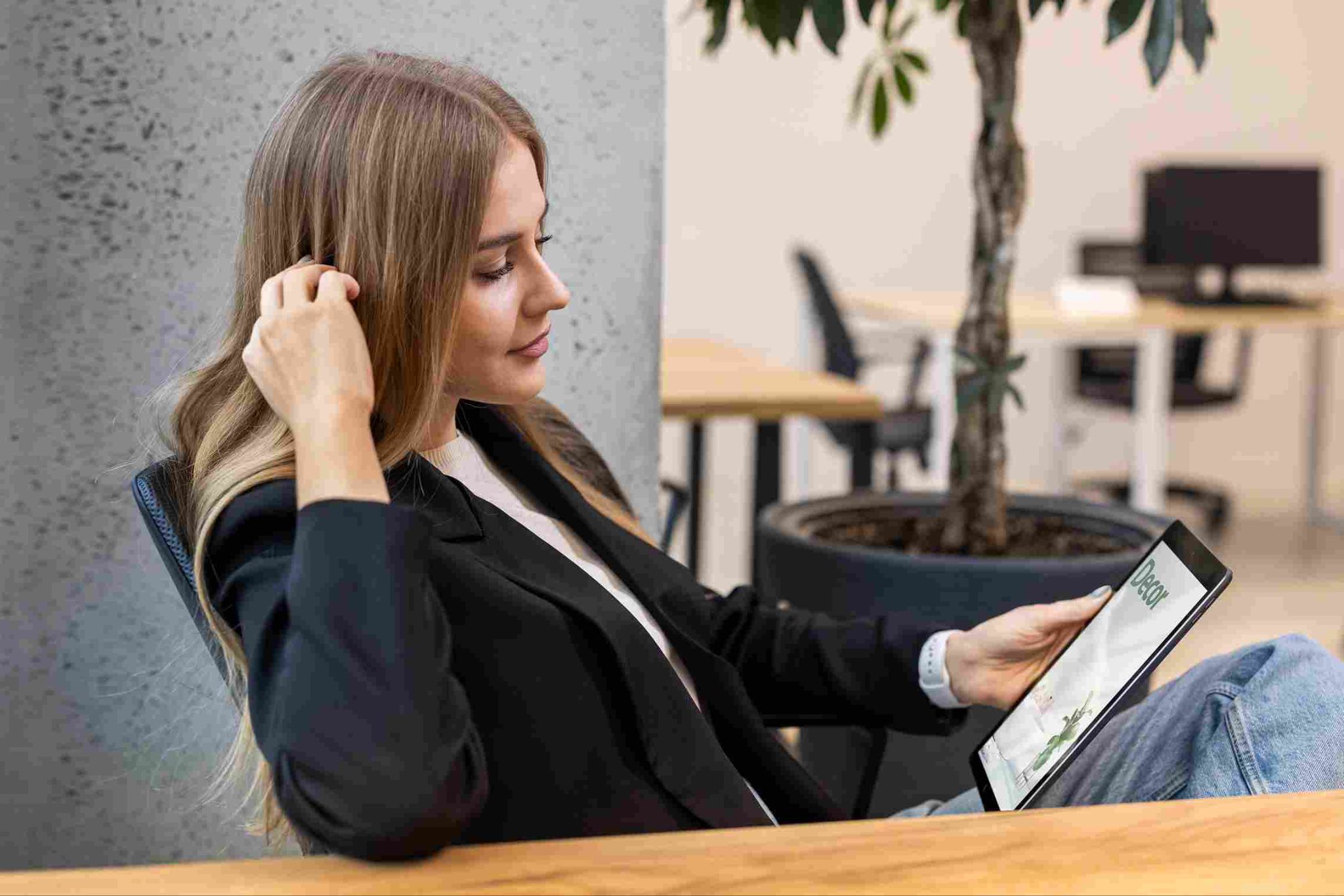 Person looking at a tablet