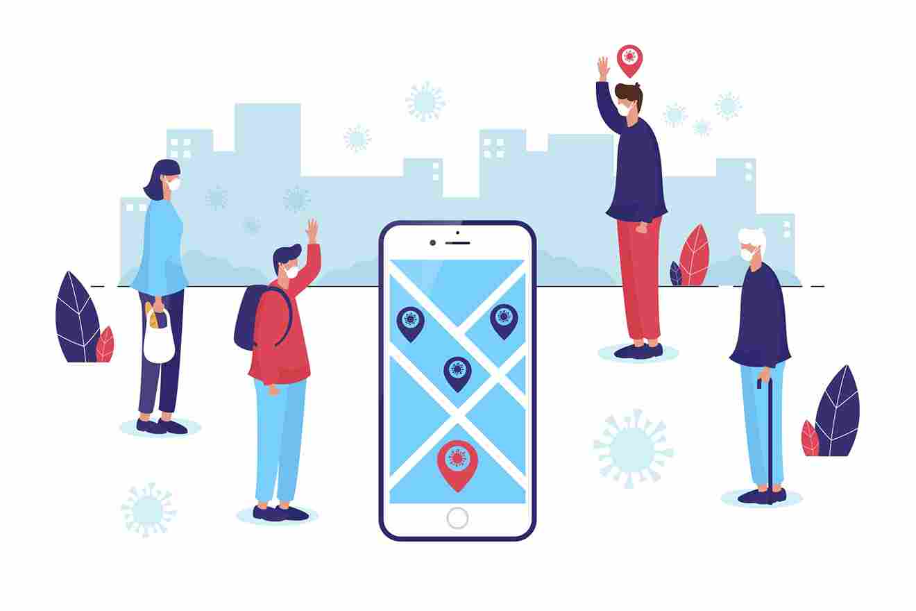 Illustration showing GPS tracking and offline capabilities