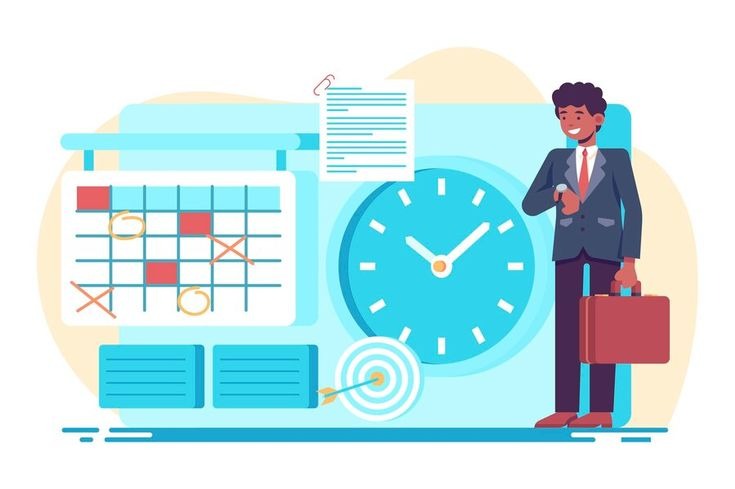 Illustration of team managing time and schedule