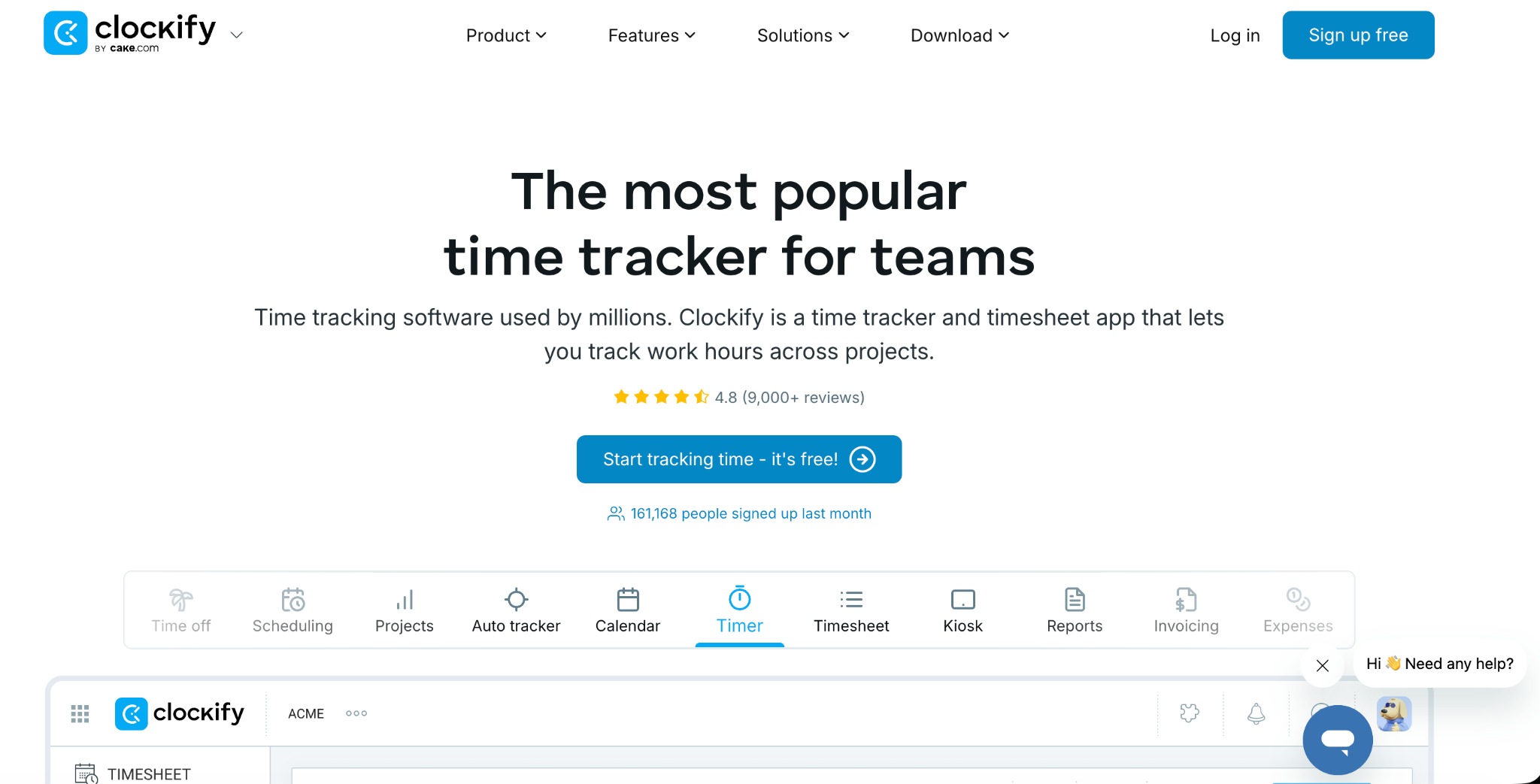 Clockify Software Interface