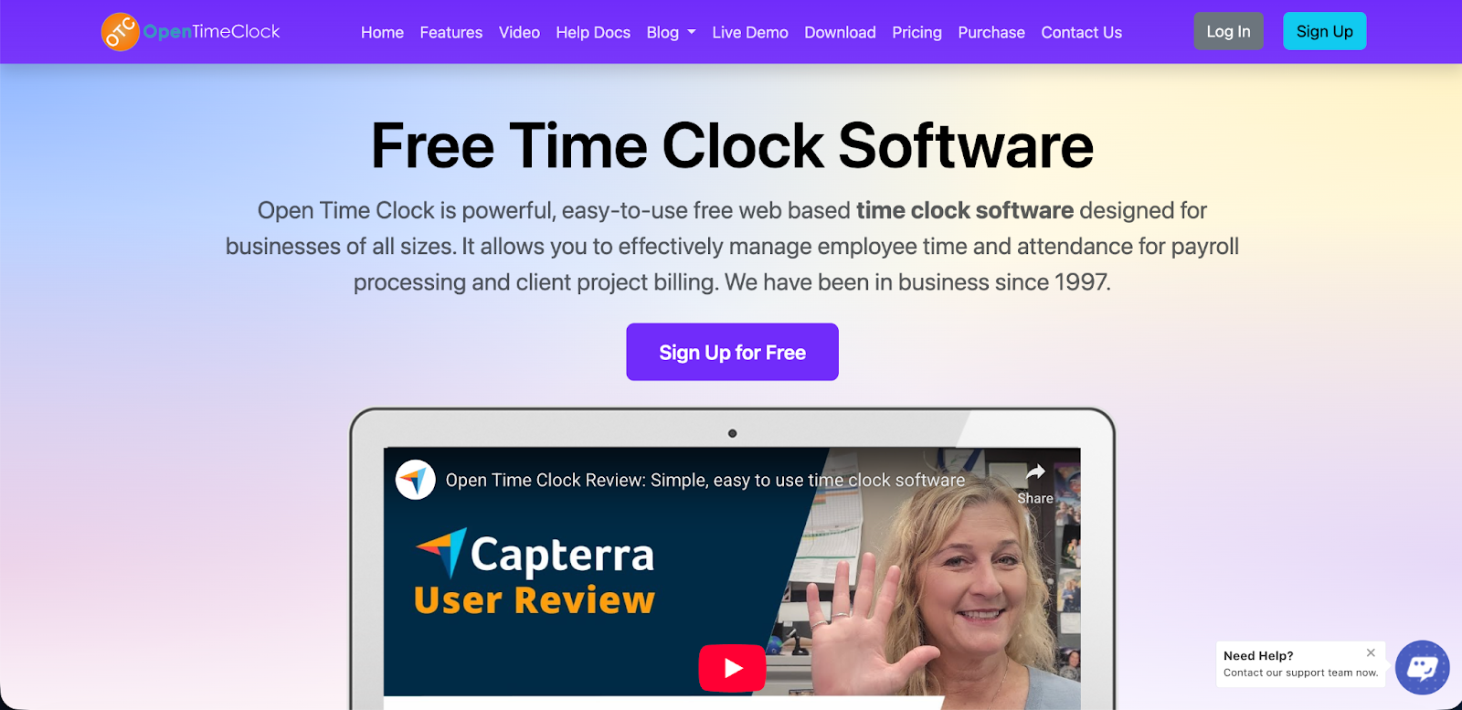 Capterra User Review for Free Time Clock Software