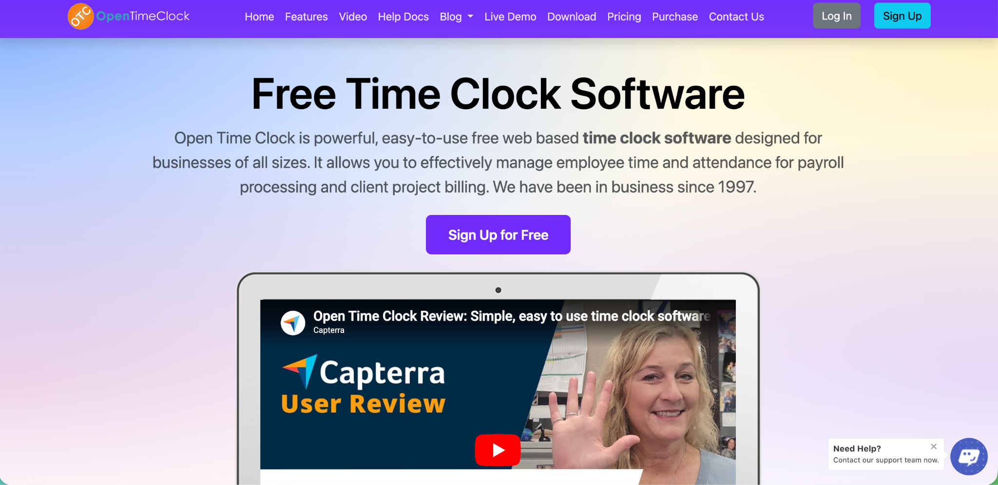 OpenTimeClock software interface and user review