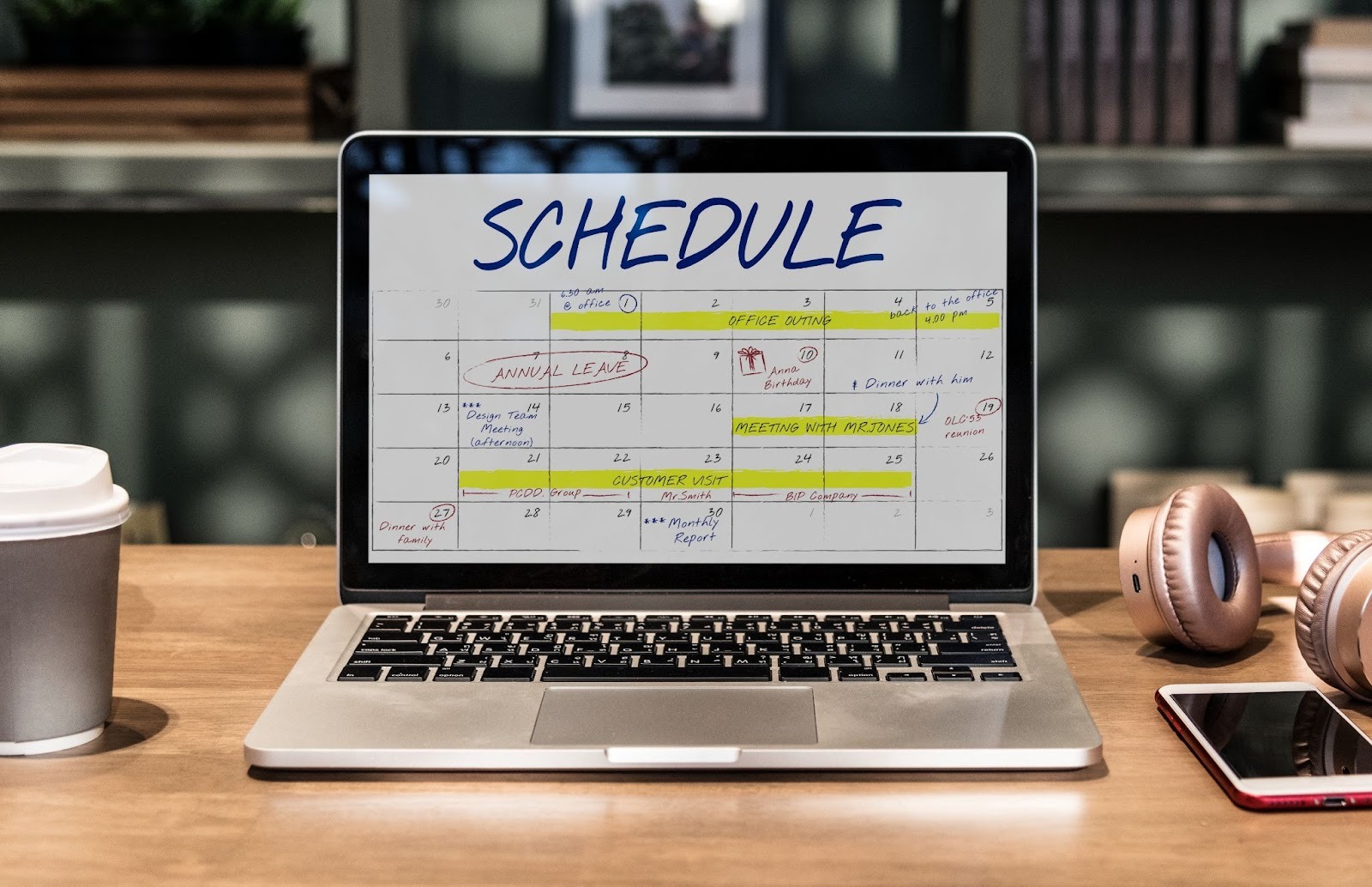 Digital Calendar Schedule on Laptop