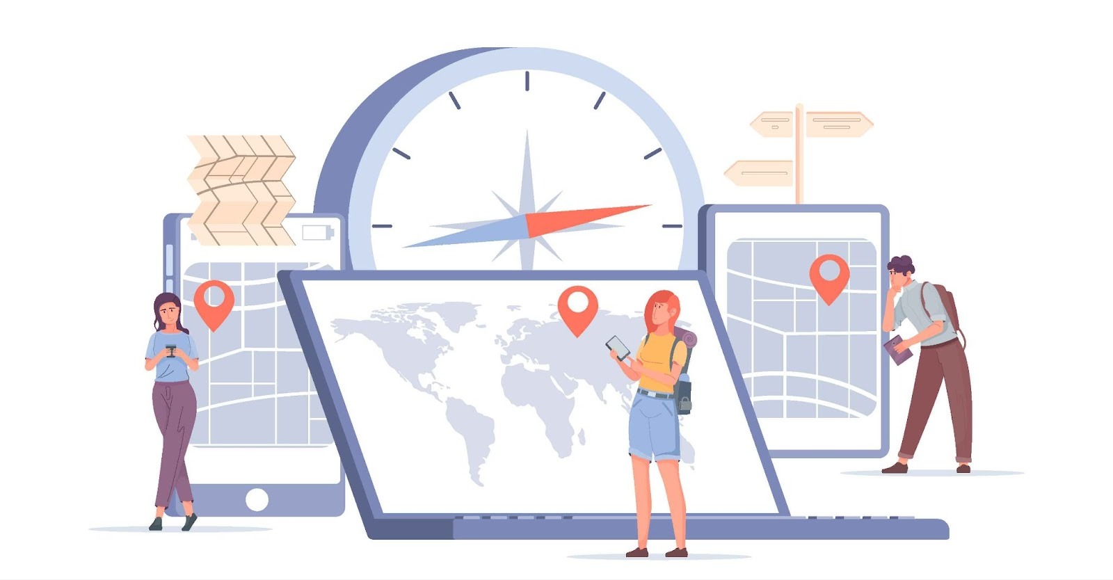 Illustration of location tracking and maps