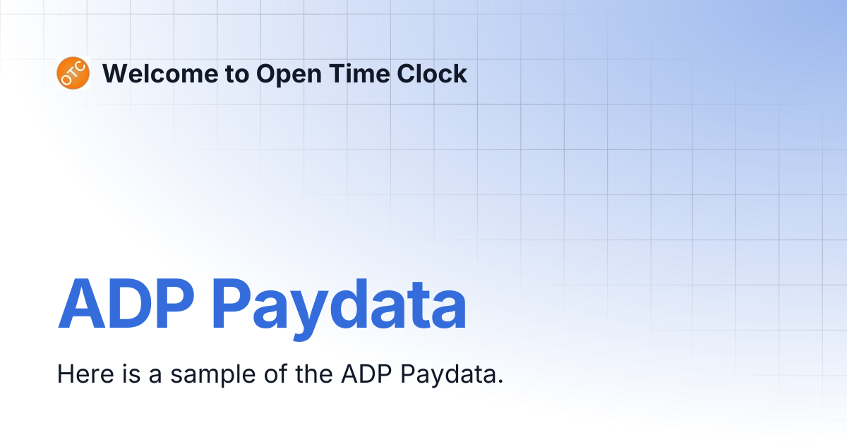 ADP Paydata | Welcome to Open Time Clock