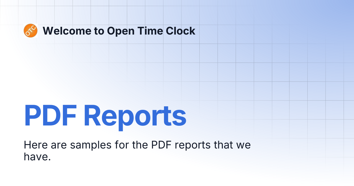 PDF Reports | Welcome to Open Time Clock
