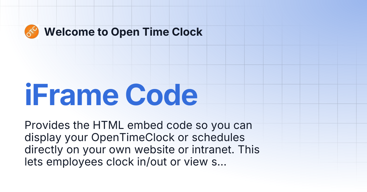 iFrame Code | Welcome to Open Time Clock